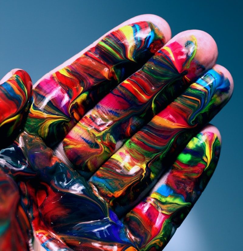 multicolored hand paint